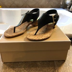 Michael Kors Black Leather Thong Sandals